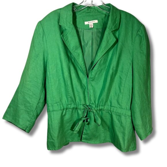 JM Collection 100% Linen Women's 16 Plus Green Chartreuse Blazer City Jacket - Picture 1 of 11